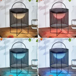 Lindby LED-solcellelampe Achilleas, RGBW, sort