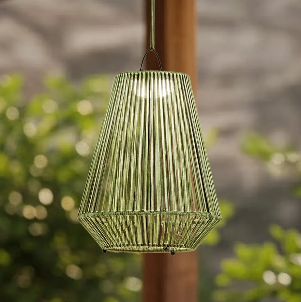 Lindby LED-solcellelampe Austas, grøn, Ø 32 cm, USB, IP54
