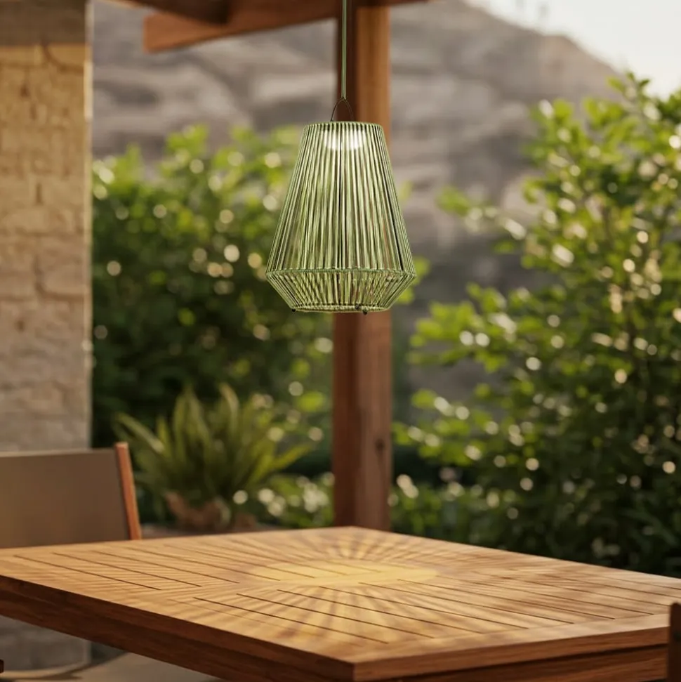 Lindby LED-solcellelampe Austas, grøn, Ø 32 cm, USB, IP54