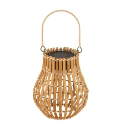 Lindby LED-solcellelampe Amaria, bambus, Ø 18 cm