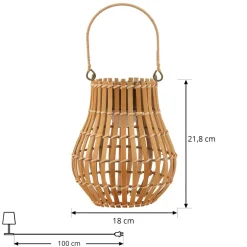 Lindby LED-solcellelampe Amaria, bambus, Ø 18 cm