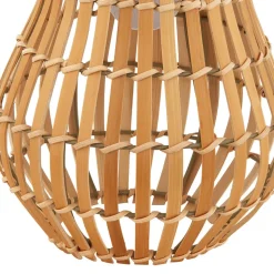 Lindby LED-solcellelampe Amaria, bambus, Ø 18 cm