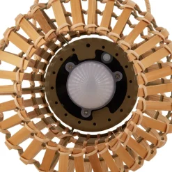 Lindby LED-solcellelampe Amaria, bambus, Ø 18 cm