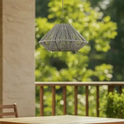 Lindby LED-solcellelampe Austas, grå, Ø 50 cm, USB, IP54