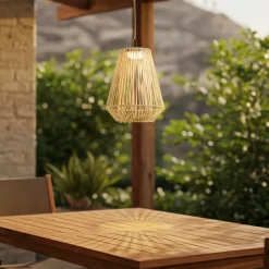 Lindby LED-solcellelampe Austas, beige, Ø 32 cm, USB, IP54