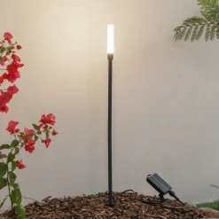 Lindby LED-solcellelampe Balian, sort, aluminium, 3.000 K