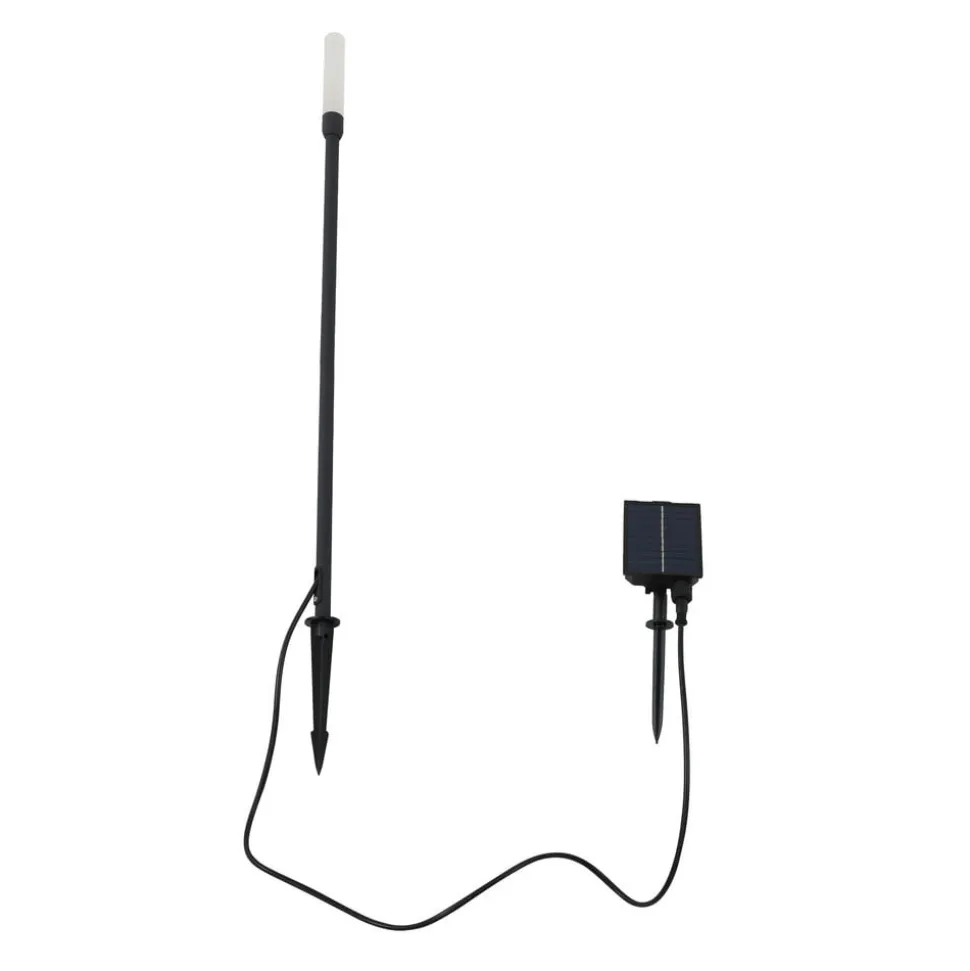 Lindby LED-solcellelampe Balian, sort, aluminium, 3.000 K