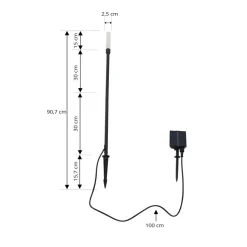 Lindby LED-solcellelampe Balian, sort, aluminium, 3.000 K
