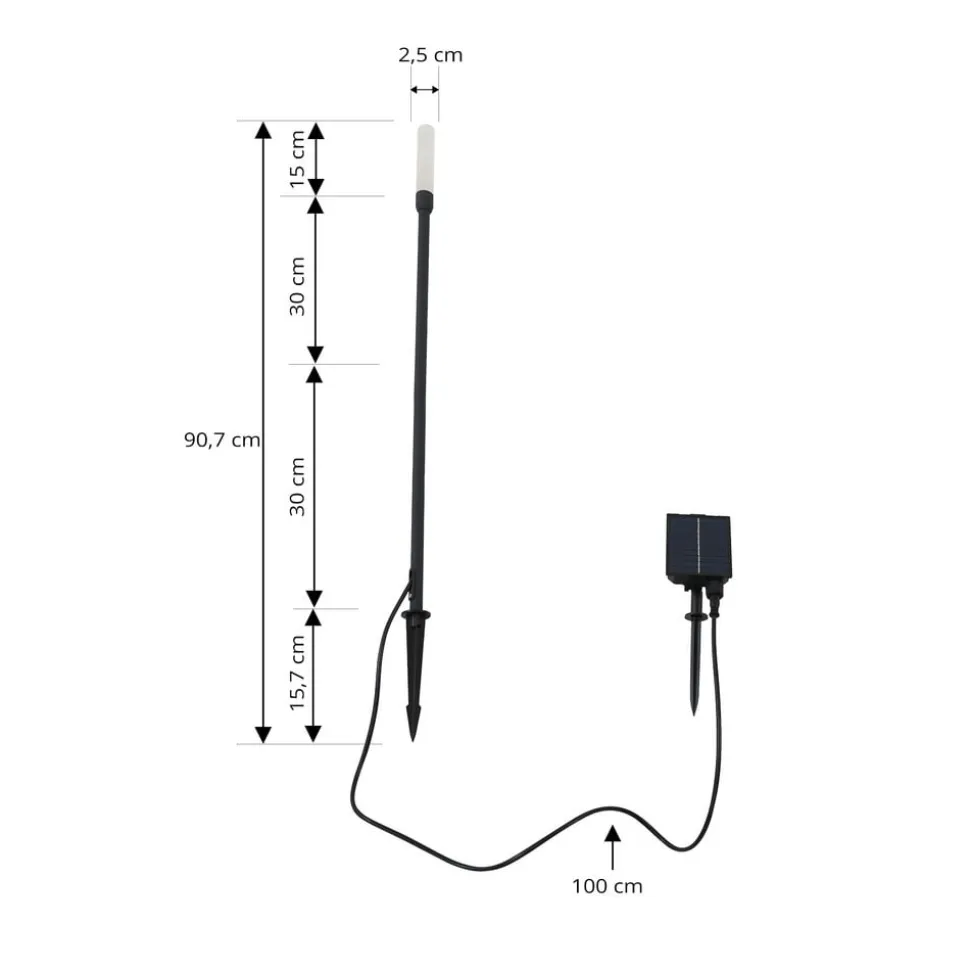 Lindby LED-solcellelampe Balian, sort, aluminium, 3.000 K