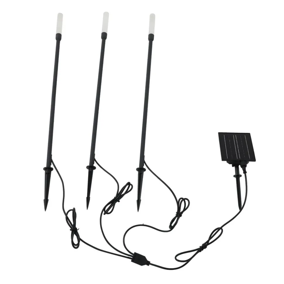 Lindby LED-solcellelampe Balian, sæt med 3, sort, aluminium, 3000K