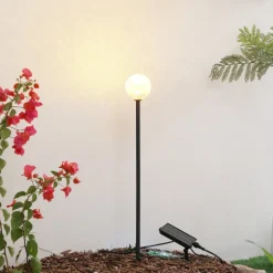 Lindby LED-solcellelampe Brindley, sort, glas, IP65