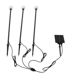 Lindby LED-solcellelampe Freydis, sæt med 3, sort, 2.000 K