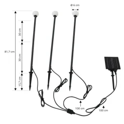 Lindby LED-solcellelampe Freydis, sæt med 3, sort, 2.000 K