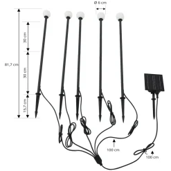 Lindby LED-solcellelampe Freydis, sæt med 5, sort, 2.000 K