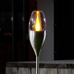 Lindby LED-solcellelampe Jari, højde 122 cm, stål, klar