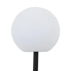 Lindby LED-solcellelampe Lago, Ø 30 cm, kugle, jordspyd, hvid