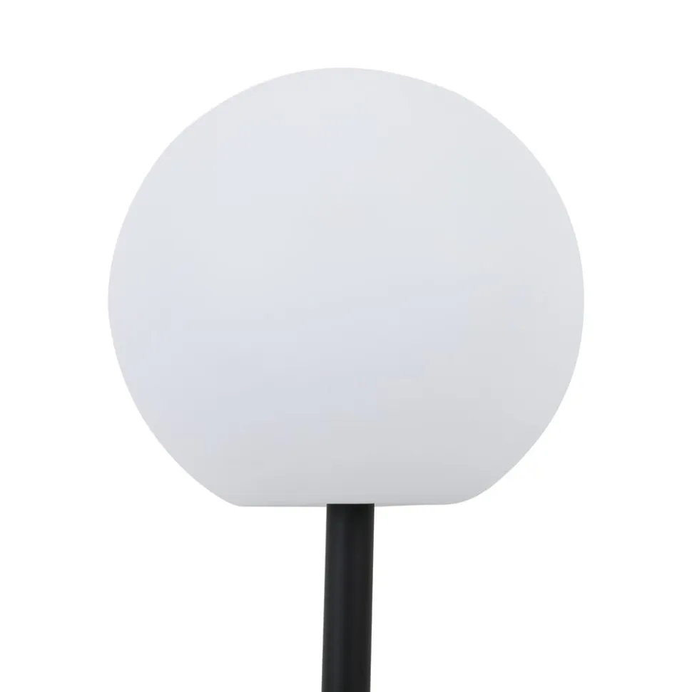 Lindby LED-solcellelampe Lago, Ø 30 cm, kugle, jordspyd, hvid