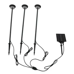 Lindby LED-solcellelampe Lyris, sæt med 3, sort, aluminium, 3.000K
