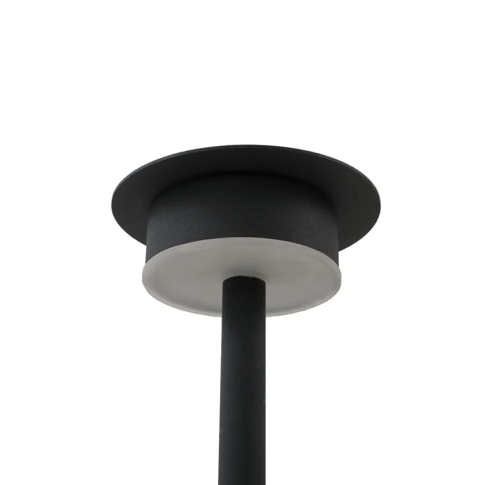 Lindby LED-solcellelampe Lyris, sæt med 3, sort, aluminium, 3.000K