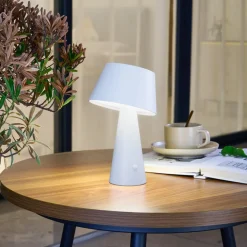 Lindby LED-solcellelampe Lirinor, hvid, plast, Ø 13 cm