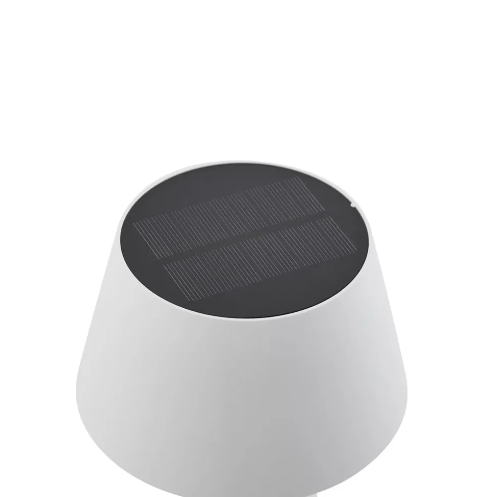 Lindby LED-solcellelampe Lirinor, hvid, plast, Ø 13 cm