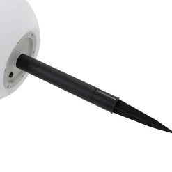 Lindby LED-solcellelampe Lago, Ø 25 cm, kugle, jordspyd, hvid