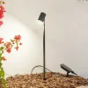 Lindby LED-solcellelampe Myric, sort, aluminium, 3.000 K