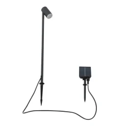 Lindby LED-solcellelampe Myric, sort, aluminium, 3.000 K