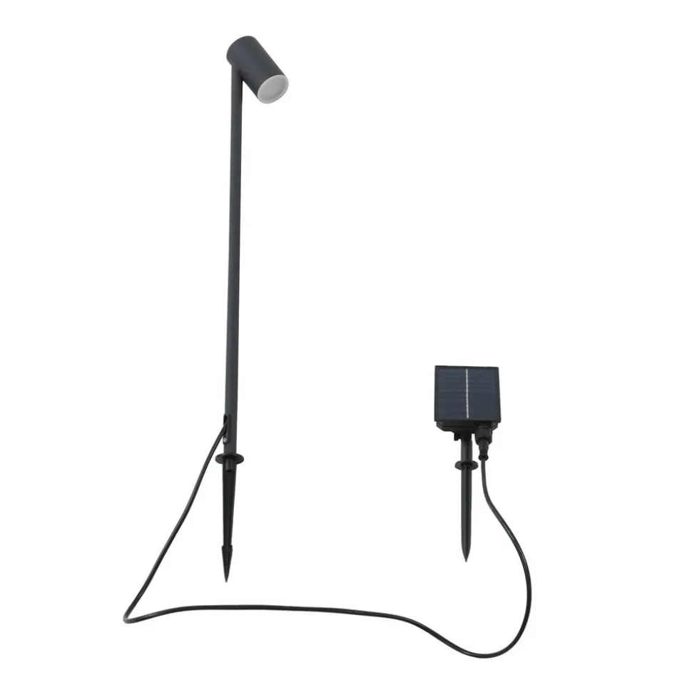 Lindby LED-solcellelampe Myric, sort, aluminium, 3.000 K