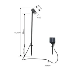 Lindby LED-solcellelampe Myric, sort, aluminium, 3.000 K