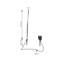 Lindby LED-solcellelampe Sabriel, lige, sort, aluminium, 3000K