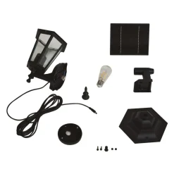 Lindby LED-solcellelampe Sayata, sort, aluminium, lygte
