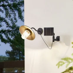 Lindby LED-solcellelampe Virane, sort, aluminium