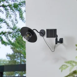 Lindby LED-solcellelampe Virane, sort, aluminium