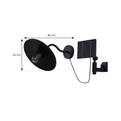 Lindby LED-solcellelampe Virane, sort, aluminium