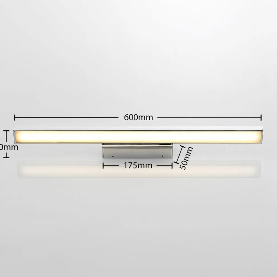Lindby LED-spejllampe Alenia, 60 cm, krom, aluminium, IP44