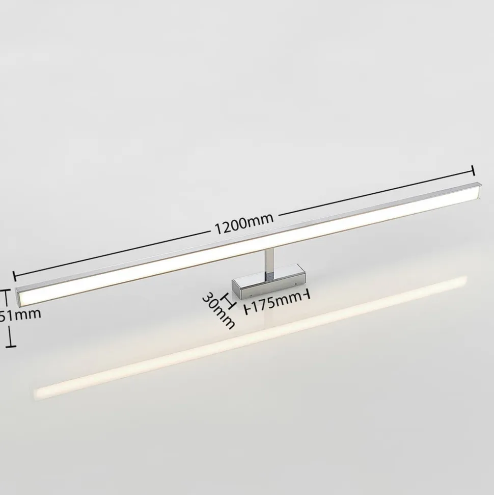Lindby LED-spejllampe Jukka, 120 cm, krom, metal, IP44