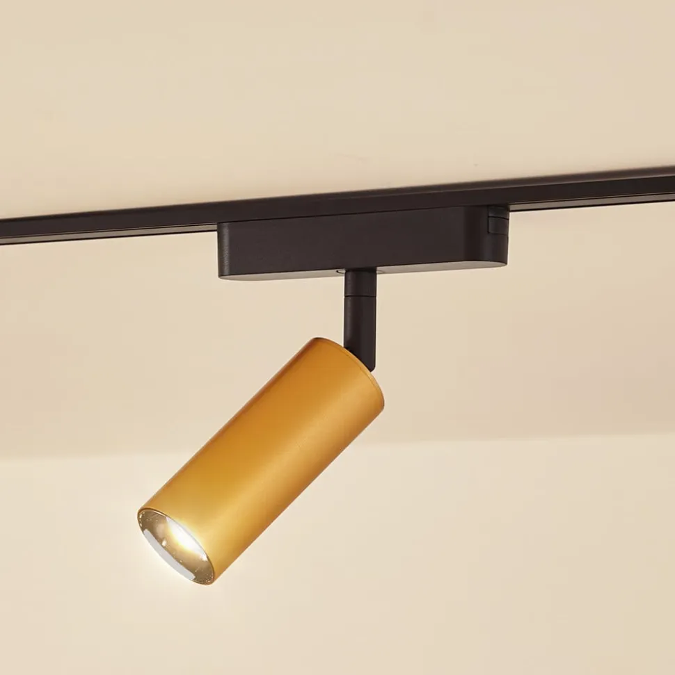Lindby LED-spot 48 V Lumaro, guld, Ø 4 cm, aluminium, dæmpbar