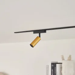 Lindby LED-spot 48 V Lumaro, guld, Ø 4 cm, aluminium, dæmpbar