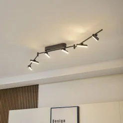 Lindby LED-spotlight Eldrin, sort, 6 lyskilder, lysliste