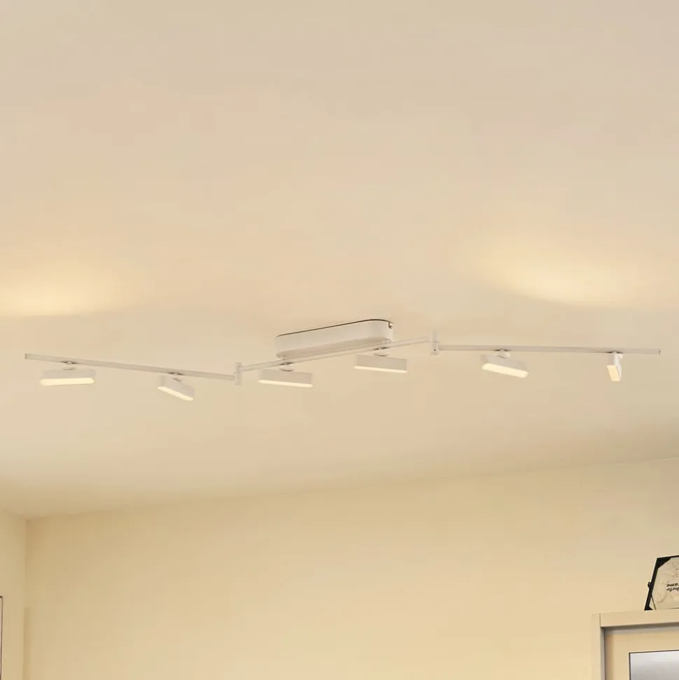 Lindby LED-spotlight Eldrin, hvid, 6 lyskilder, lysliste