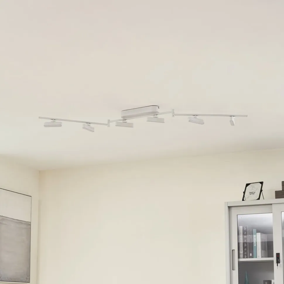 Lindby LED-spotlight Eldrin, hvid, 6 lyskilder, lysliste