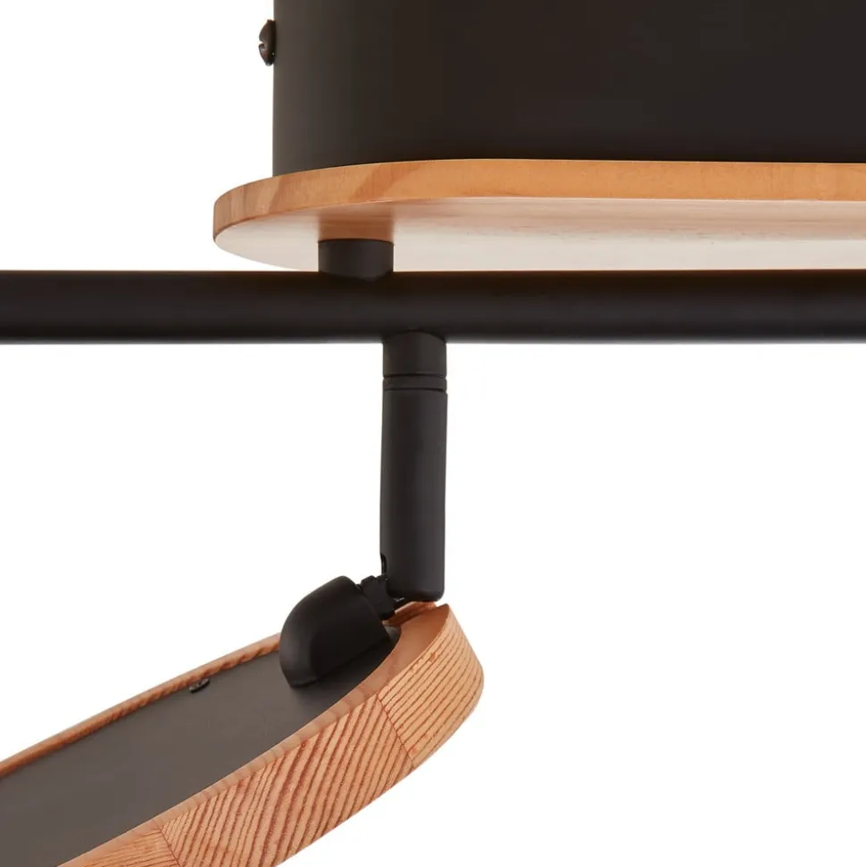 Lindby LED-spotlight Manel, træ, 152 cm lang, 6 lyskilder