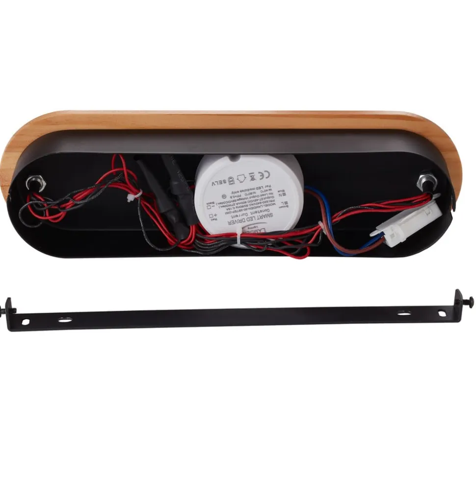 Lindby LED-spotlight Manel, træ, 152 cm lang, 6 lyskilder