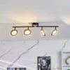 Lindby LED-spotlight Manel, træ, 84 cm lang, 4 lyskilder
