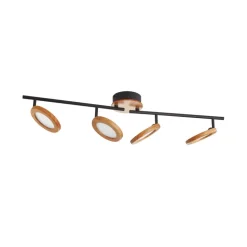 Lindby LED-spotlight Manel, træ, 84 cm lang, 4 lyskilder
