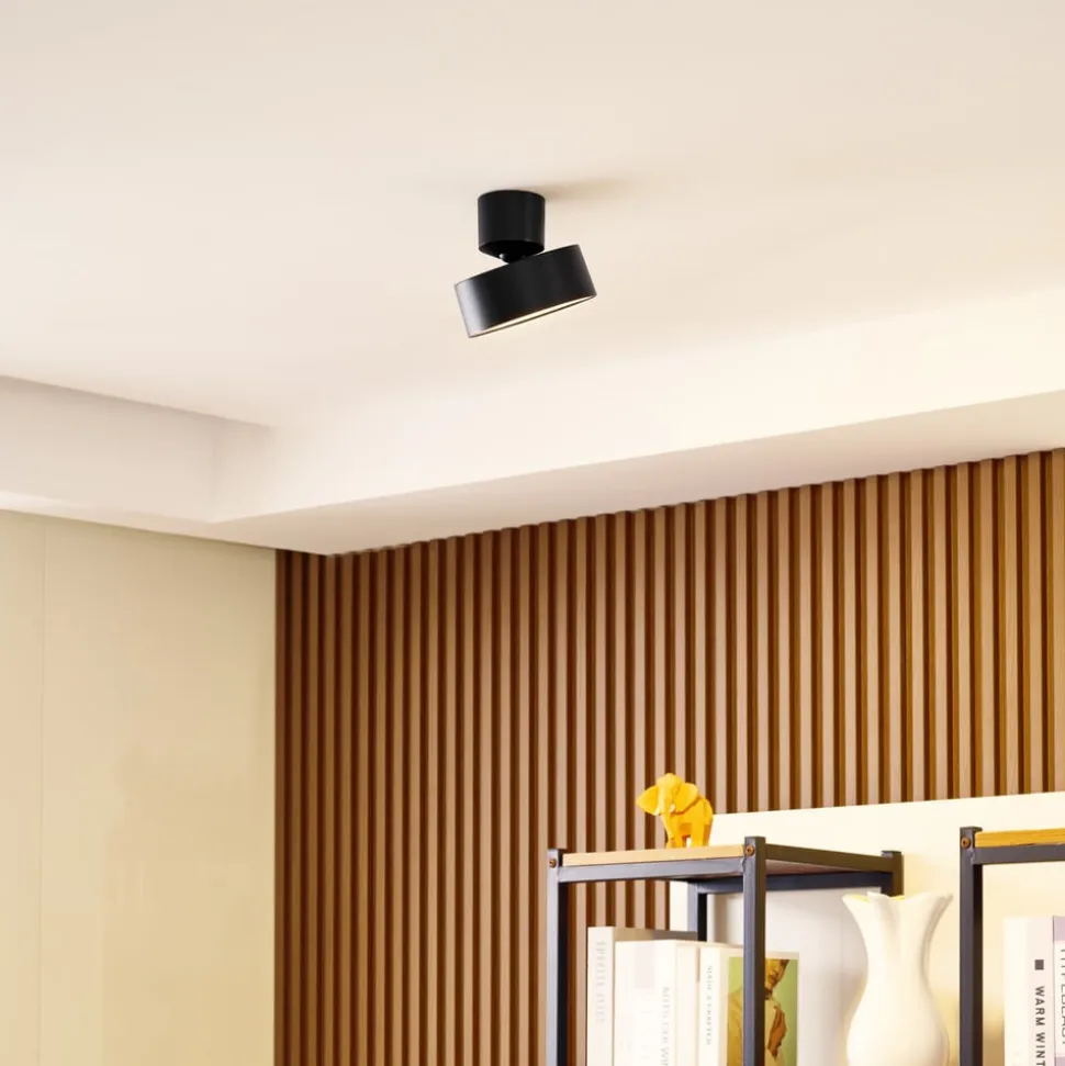 Lindby LED-spotlight Nivoria, Ø 14 cm, sort, drejelig