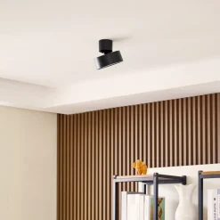 Lindby LED-spotlight Nivoria, Ø 14 cm, sort, drejelig