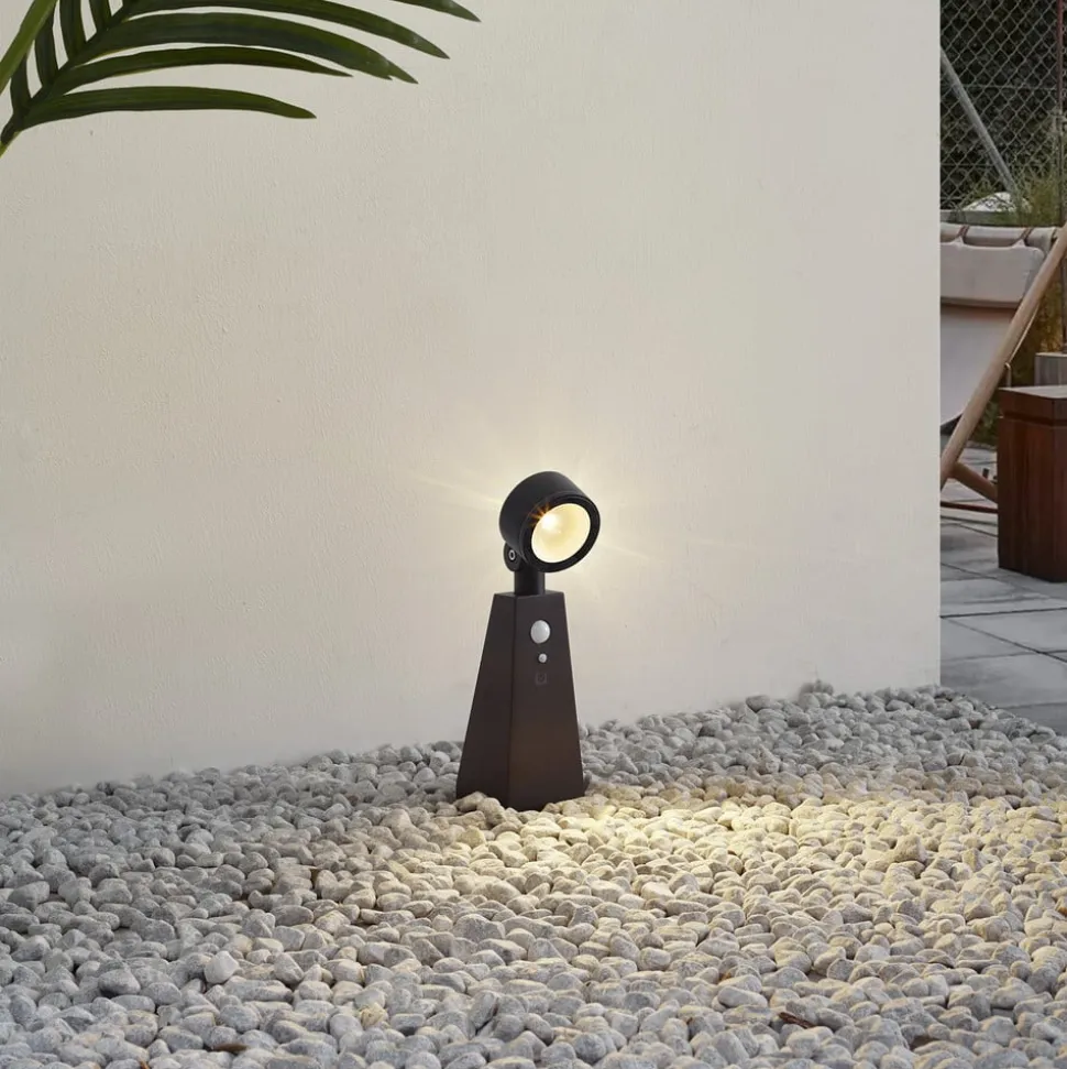 Lindby LED-spotlight Raide, sensor, sort, aluminium