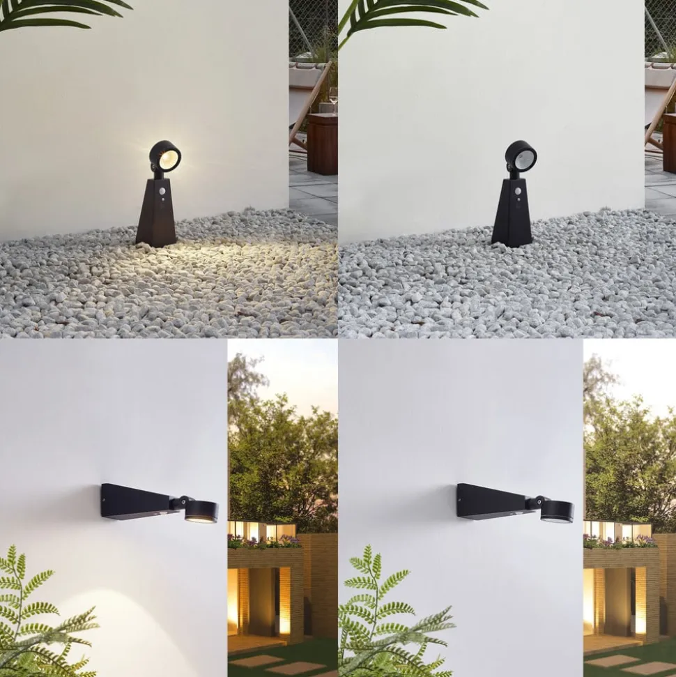 Lindby LED-spotlight Raide, sensor, sort, aluminium